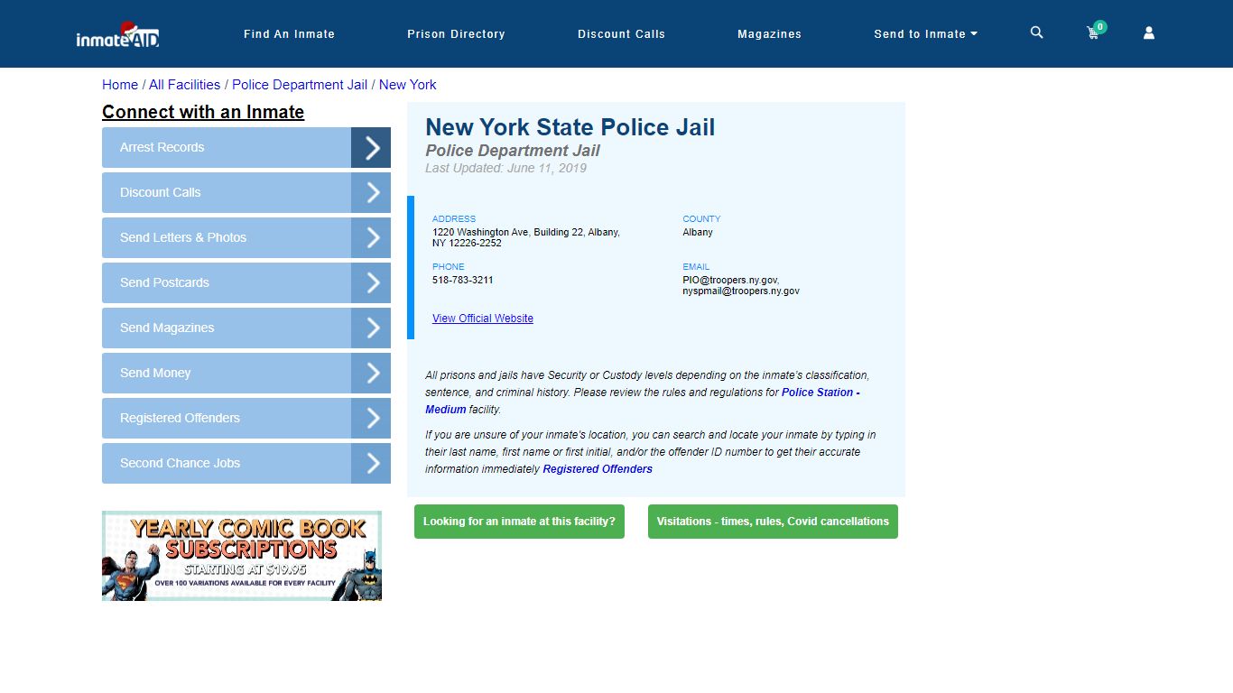 New York State Police Jail & Inmate Search - Albany, NY